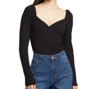 NWT Abound Long Sleeve Faux Wrap Top